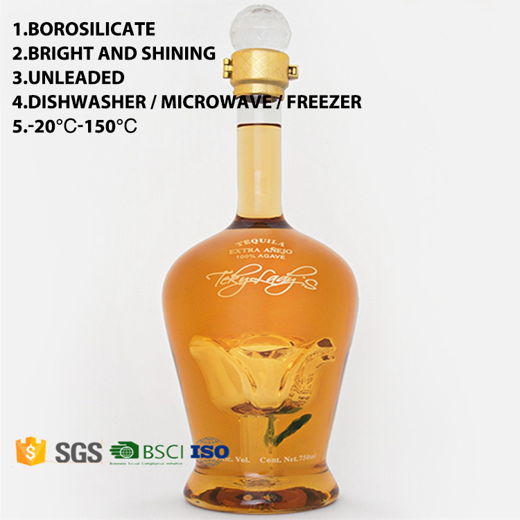 Glassware manufacturer handmade lead-free Glass Beverage Bottles For Wine Whiskey Vodka Bottles